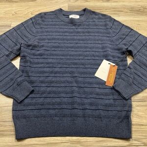 Precedent Los Angeles Sweater Cashmere Wool Blend Blue Striped Luxury Men Small